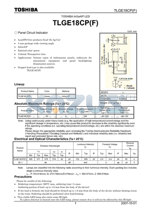 TLGE18CP datasheet - Panel Circuit Indicator