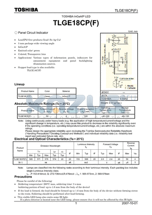 TLGE18CPF datasheet - Panel Circuit Indicator