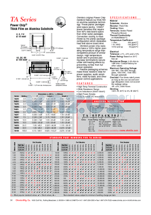 TA2050PA4K50FE datasheet - Power Chip Thick Film on Alumina Substrate