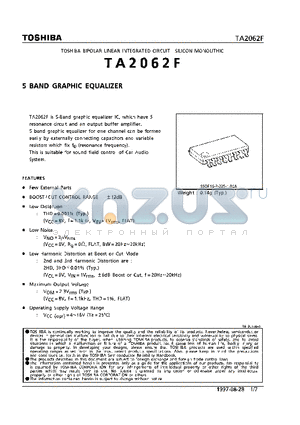 TA2062 datasheet - 5 BAND GRAPHIC EQUALIZER