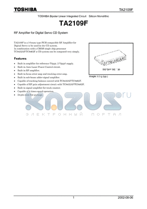TA2109F_02 datasheet - RF Amplifier for Digital Servo CD System
