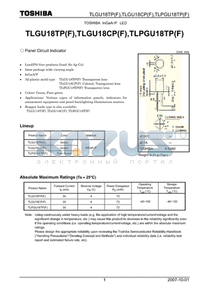 TLGU18CP datasheet - Panel Circuit Indicator