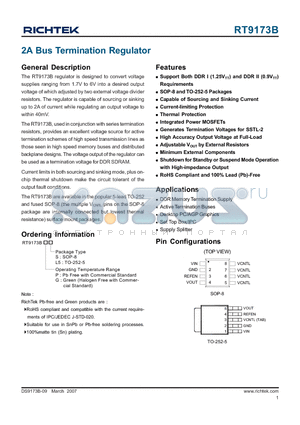 RT9173BPS datasheet - 2A Bus Termination Regulator