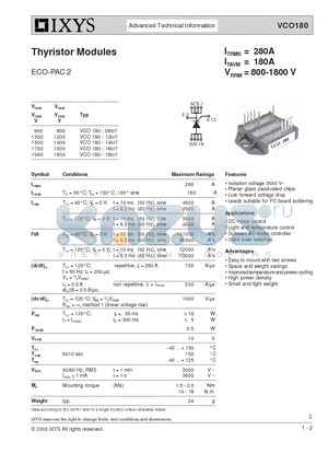 VCO180-12IO7 datasheet - Thyristor Modules