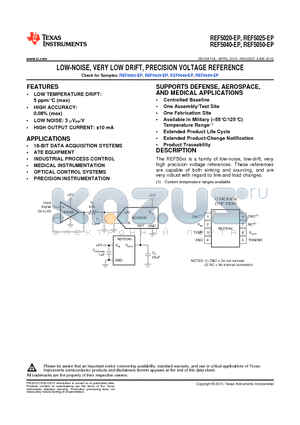 REF5020-EP datasheet - LOW-NOISE,VERY LOW DRIFT,PRECISION VOLTAGE REFERENCE