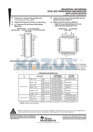 SN74ABT646ADB datasheet - OCTAL BUS TRANSCEIVERS AND REGISTERS