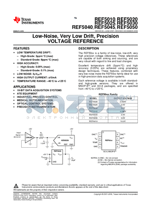 REF5020I datasheet - Low-Noise, Very Low Drift, Precision VOLTAGE REFERENCE