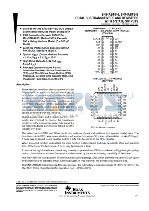 SN74ABT646DB datasheet - OCTAL BUS TRANSCEIVERS AND REGISTERS WITH 3-STATE OUTPUTS