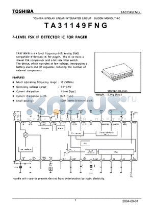 TA31149FNG datasheet - 5-LEVEL FSK IF DETECTOR IC FOR PAGER