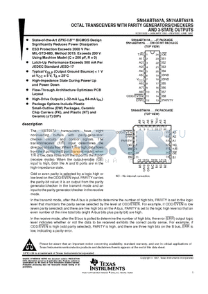 SN74ABT657ADW datasheet - OCTAL TRANSCEIVERS WITH PARITY GENERATORS/CHECKERS AND 3-STATE OUTPUTS