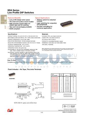 SDA01H0BD datasheet - Low Profile DIP Switches