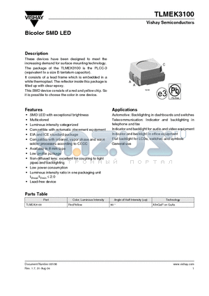 TLMEK3100 datasheet - Bicolor SMD LED