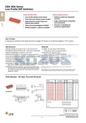 SDA01H0SB datasheet - Low Profile DIP Switches