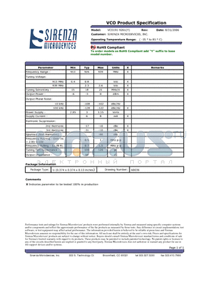VCO191-926U datasheet - VCO Product Specification