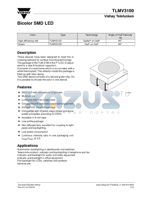 TLMG3100 datasheet - Bicolor SMD LED