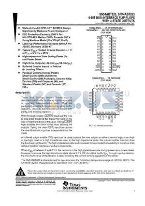 SN74ABT823NT datasheet - 9-BIT BUS-INTERFACE FLIP-FLOPS WITH 3-STATE OUTPUTS