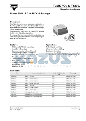 TLMK3303 datasheet - Power SMD LED in PLCC-2 Package