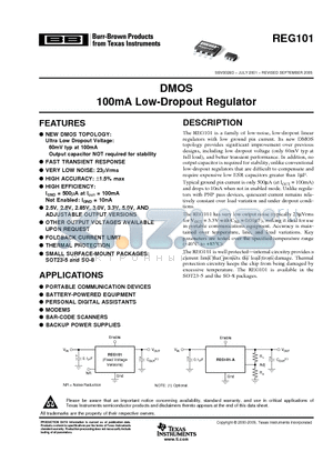 REG101NA-2.5/250G4 datasheet - DMOS 100mA Low-Dropout Regulator