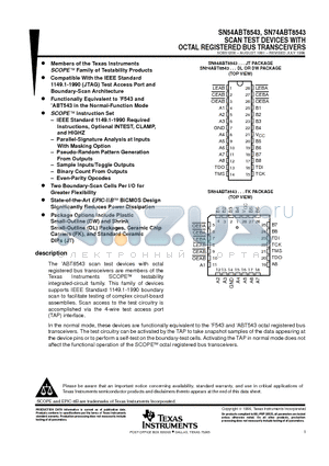 SN74ABT8543 datasheet - SCAN TEST DEVICES WITH OCTAL REGISTERED BUS TRANSCEIVERS
