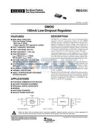 REG101NA-2.85/3K datasheet - DMOS 100mA Low-Dropout Regulator