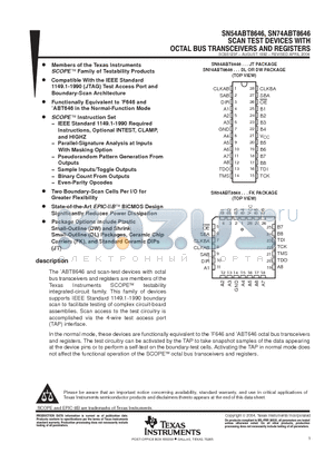 SN74ABT8646 datasheet - SCAN TEST DEVICES WITH OCTAL BUS TRANSCEIVERS AND RESISTERS