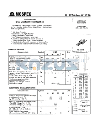 U12C50 datasheet - POWER RECTIFIERS(12A,300-600V)