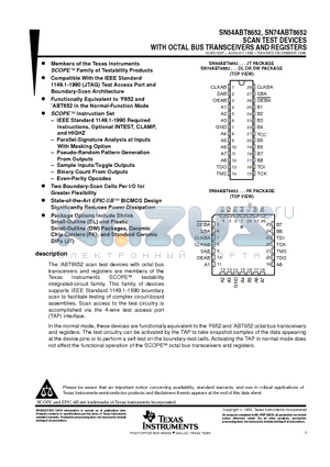 SN74ABT8652DLRG4 datasheet - SCAN TEST DEVICES WITH OCTAL BUS TRANSCEIVERS AND REGISTERS