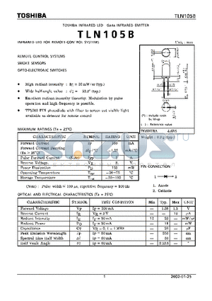 TLN105B datasheet - TOSHIBA INFRARED LED GAAS INFRARED EMITTER