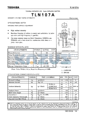 TLN107A datasheet - INFRARED LED GaAS INFRARED EMITTER