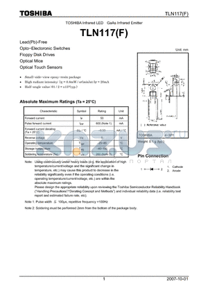 TLN117 datasheet - INFRARED LED GAAS INFRAED EMITTER