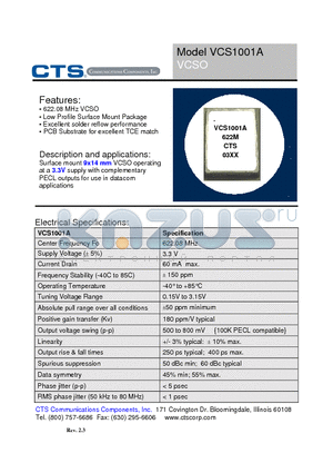 VCS1001A datasheet - PCB Substrate for excellent TCE match