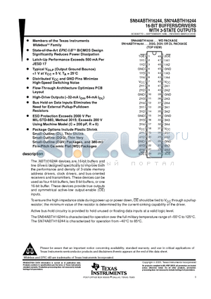 SN74ABTH16244 datasheet - 16-BIT BUFFERS/DRIVERS WITH 3-STATE OUTPUTS