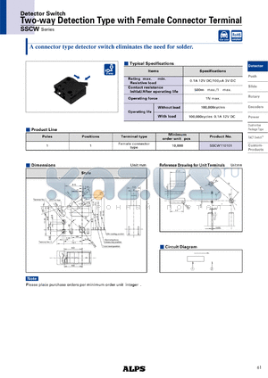 SSCW110101 datasheet - Detector Switch