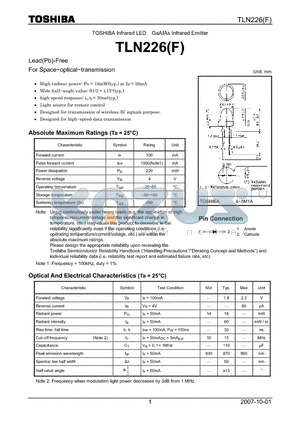 TLN226 datasheet - INFRARED LED FOR SPACE-OPTICAL-TRANSMISSION