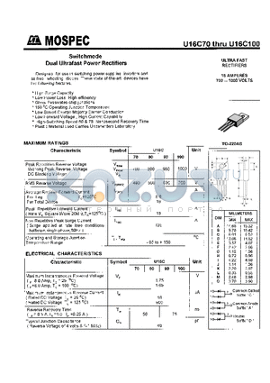U16C80 datasheet - POWER RECTIFIERS(16A,700-1000V)