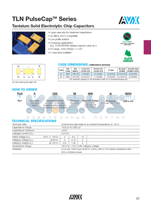 TLN6228M004R0055 datasheet - Tantalum Solid Electrolytic Chip Capacitors