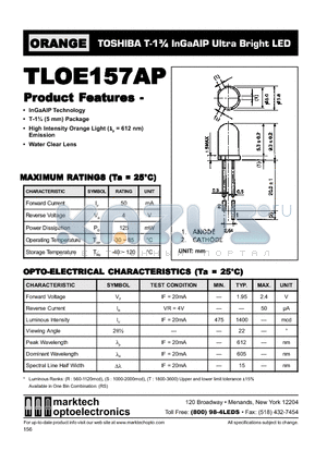 TLOE157AP datasheet - TOSHIBA T-1 3/4 InGaAIP Ultra Bright LED