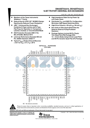 SN74ABTH32316 datasheet - 16-BIT TRI-PORT UNIVERSAL BUS EXCHANGERS