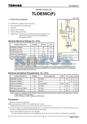 TLOE50CF datasheet - Panel Circuit Indicator