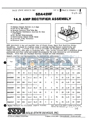 SDA130E datasheet - 14.5 AMP RECTIFIER ASSEMBLY