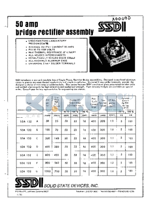 SDA132A datasheet - 50 amp bridge rectifier assembly
