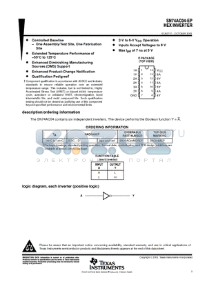 SN74AC04MDREP datasheet - HEX INVERTER