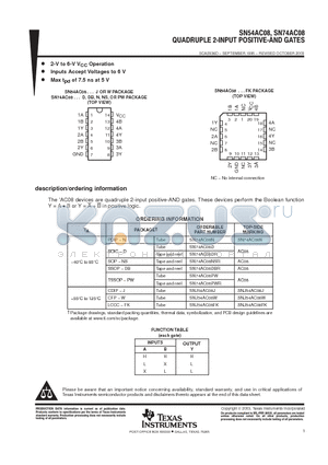 SN74AC08DE4 datasheet - QUADRUPLE 2-INPUT POSITIVE-AND GATES