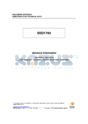 SSD1783Z datasheet - 132 RGB x 160 CSTN LCD Segment / Common COLOR Driver with Controller