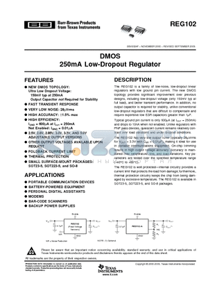 REG102NA-3.3/3K datasheet - 250mA Low-Dropout Regulator