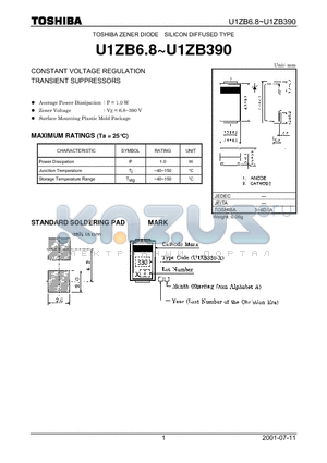 U1ZB51 datasheet - CONSTANT VOLTAGE REGULATION TRANSIENT SUPPRESSORS