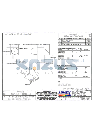 SSF-LXH100GD-01 datasheet - T-5mm (T-1 3/4) LED, RIGHT ANGLE FAULT INDICATOR, 565nm GREEN LED, GREEN DIFFUSED LENS