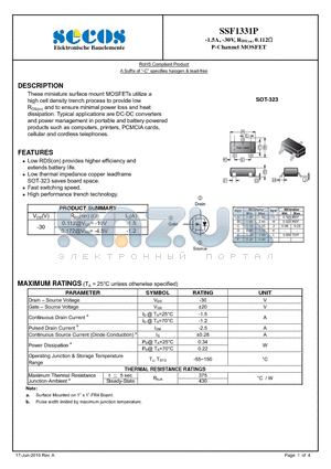 SSF1331P datasheet - P-Channel MOSFET