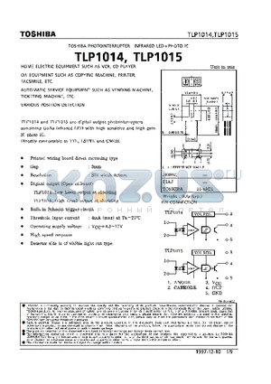 TLP1015 datasheet - TOSHIBA PHOTOINTERRUPTER INFRARED LEDPHOTO IC