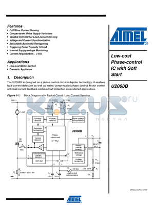 U2008B-XFPG3Y datasheet - Low-cost Phase-control IC with Soft Start